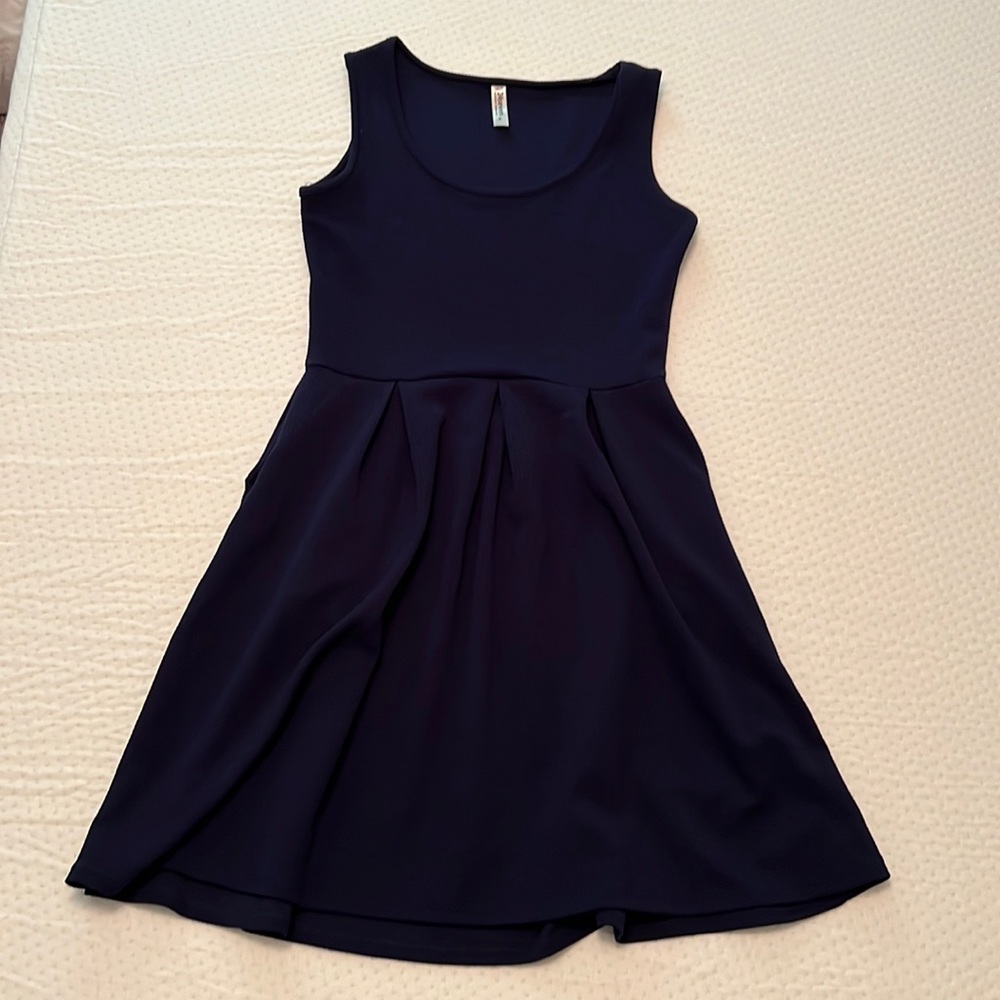 Knee length, navy blue casual dress